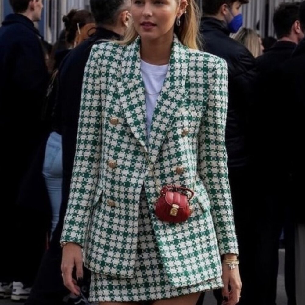 Zara 2 piece Tweed Blazer and belted Skirt Set